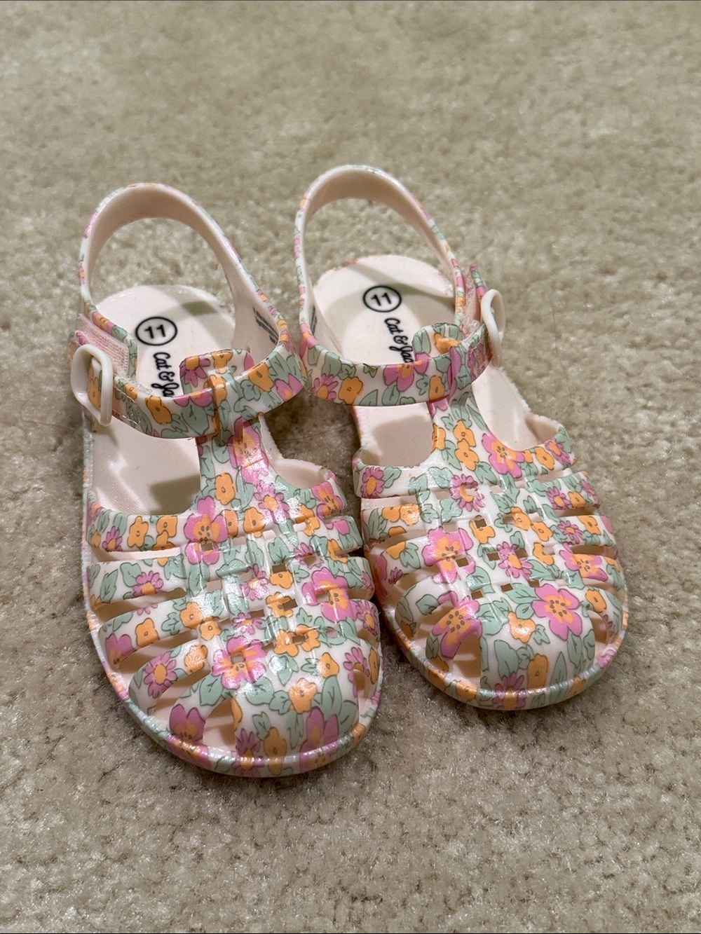 Cat & Jack Floral Jelly Sandals - Pink & Mint